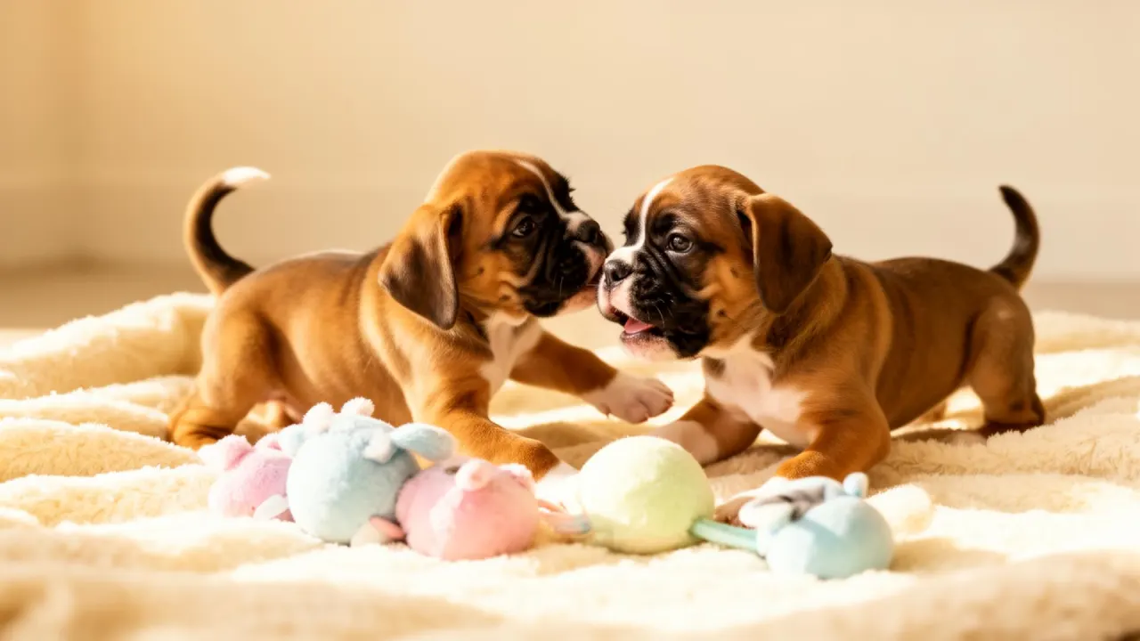 Boxer puppies playing